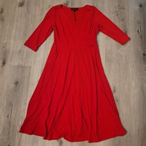 LBISSE Red Wrap Dress Size Medium